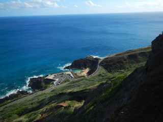 Fototapeta na wymiar View from outdoor hiking on Koko Head creator, Hawaii