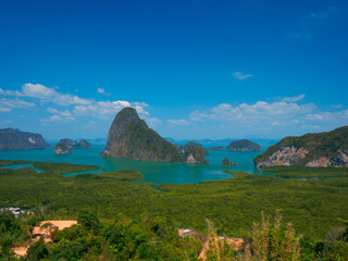 Overlook the jungle and islets in Phang Nga bay