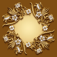 Floral hand drawn vector border.