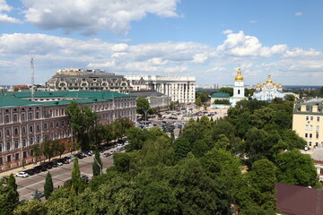 panorama of the city of Kiev. Mikhailovskaya Square. Sofievskaya square