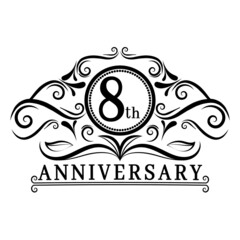 8 years Anniversary logo, luxurious 8th Anniversary design celebration.