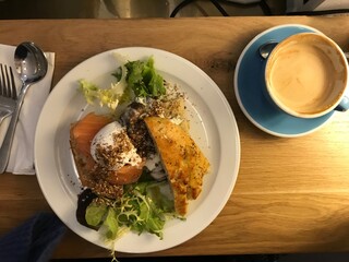 European breakfast in cafe