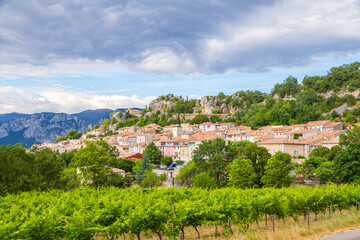 Aiguines village next to Verdon Gorge (Gorges du Verdon) in the Provence-Alpes-Côte d'Azur region...