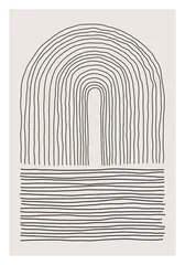 Papier Peint photo autocollant Minimaliste art Composition d& 39 art en ligne esquissée à la main artistique minimaliste créative abstraite à la mode