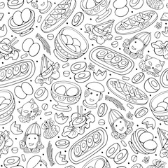 Happy Easter vector cartoon seamless pattern