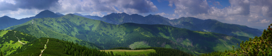 Panorama Tatry Zachodnie - Widok z góry Grześ na Tatry Rohackie - obrazy, fototapety, plakaty