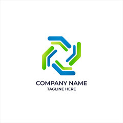 Abstract Logos for Company with Blue and Green Gradient