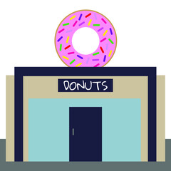 Shop selling donuts on a white background