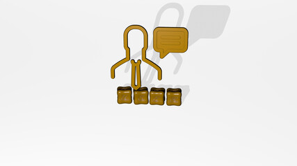 3D graphical image of USER vertically along with text built by metallic cubic letters from the top perspective, excellent for the concept presentation and slideshows. illustration and icon