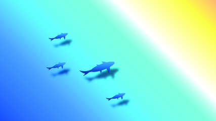 Abstract Nature Ocean Water Beach Background With Fish And Shadows Vector Design Style