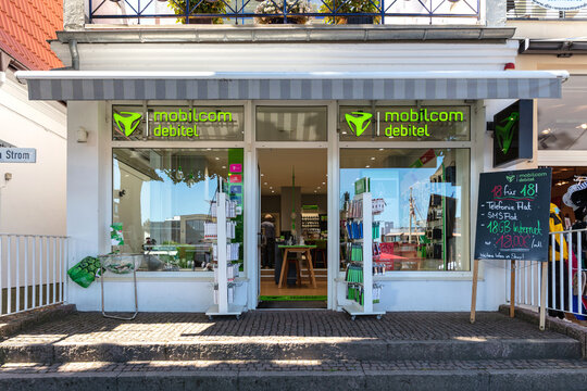 ROSTOCK, GERMANY - JUNE 15, 2020: mobilcom debitel store