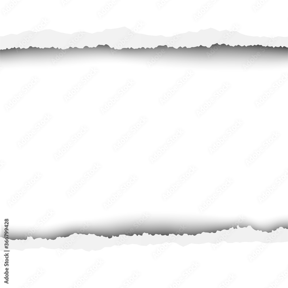 Wall mural vector torn hole in sheet of paper. white background in the resulting window.