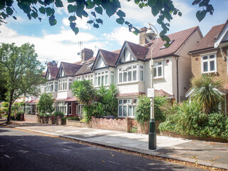 A row of typical British suburban houses in West London