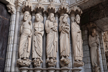 Detail of the statues of Chrartres Cathedral in France