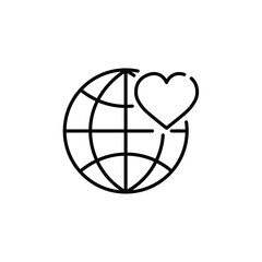 World love and charity line icon.