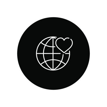 World love and charity line icon.