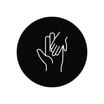 Man's and child's hand line icon.