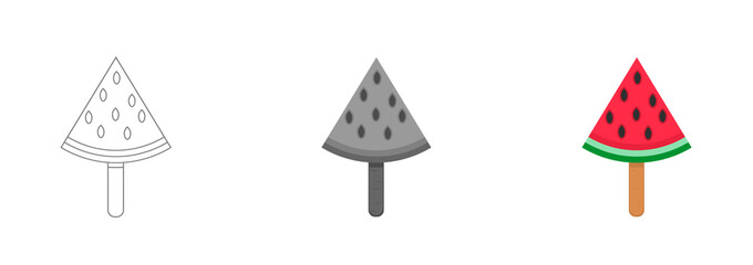 Vector slice watermelon. Fruit illustration for farm market menu. Healthy food design