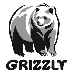 Bear Grizzly vector illustration, emblem design on white background
