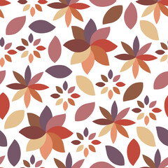 Seamless abstract beautiful geometric flowers. Repetitive pattern on transparent background.