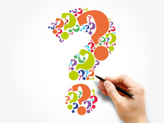 Question mark word cloud, business concept background