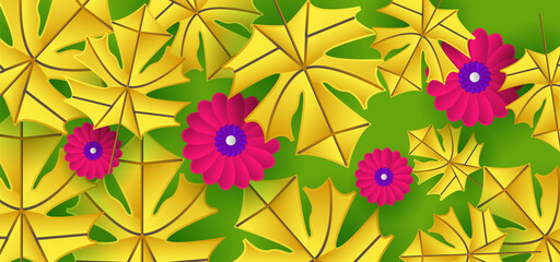Realistic 3d floral pattern design background vector for wallpaper and decoration