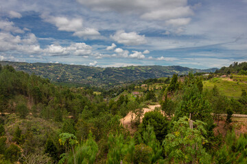Naklejka premium Colombian landscapes. Green mountains in Colombia, Latin America