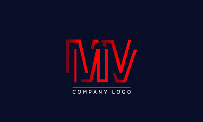 Creative Letters MV Logo Design Vector Template. Initial Letters MV Logo Design