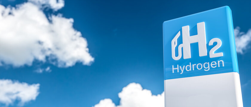 Blue Hydrogen filling H2 Gas Pump station icon isolated on background - H2 energy concept