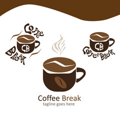 Cup of coffee icon. Interesting logo for coffee  shops or restaurants.
