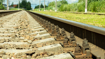 railway tracks on a bright Sunny day