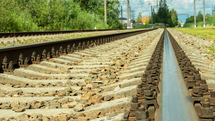 railway tracks on a bright Sunny day