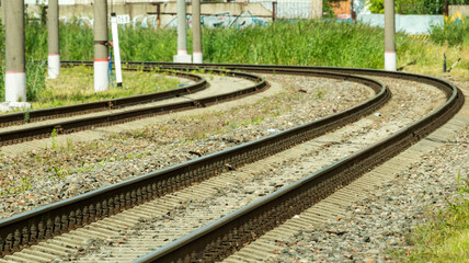 railway tracks on a bright Sunny day
