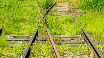 railway tracks on a bright Sunny day
