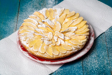 Apple pie on a wooden table