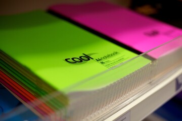 Leeds, Yorkshire /Uk -04 01 : Coloured note books in a row