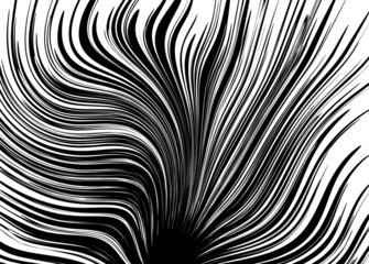 Universal black and white vector pattern of thin swirling black lines on a white background. Modern trendy vector background