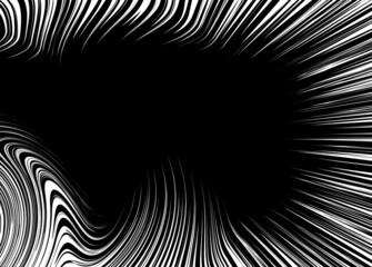 Abstract black and white vector frame with thin curly white lines on a black background. For beauty salons, hairdressers, barbershops ... Modern trendy vector background