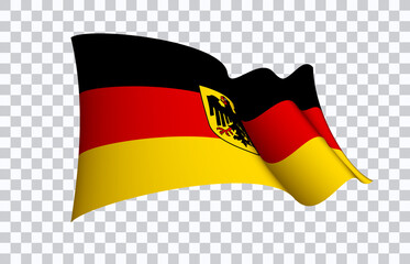Germany flag state symbol isolated on background national banner. Greeting card National Independence Day of the Federal Republic of Germany. Illustration banner with realistic state flag of FRG.