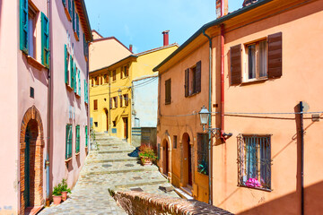 Fototapeta na wymiar Old street in Santarcangelo di Romagna