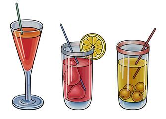 Fruit drinks hand drawn doodles illustration