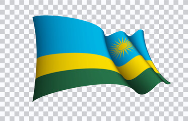 Rwanda flag state symbol isolated on background national banner. Greeting card National Independence Day of the Republic of Rwanda. Illustration banner with realistic state flag.