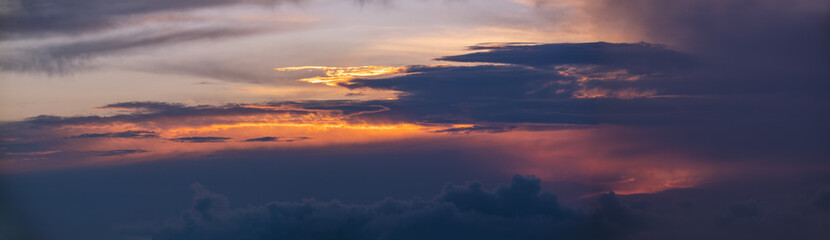 Sunset dusk sky with clouds (high resolution wide background panorama).