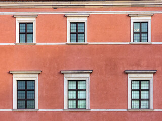 Fototapeta na wymiar A fragment of the facade of the royal castle in Warsaw, Poland