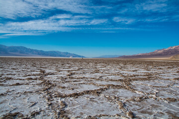 Salt quadrant on the bottom of dry sea. The Badwater in the Death Valley