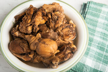 Filipino-Style Chicken Adobo Dish In Serving Bowl