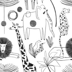 Seamless Pattern With Funny African Animals. © Annykos