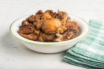 Filipino-Style Chicken Adobo Dish In Serving Bowl