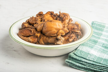 Filipino-Style Chicken Adobo Dish In Serving Bowl