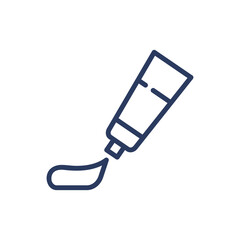 Toothpaste thin line icon. Tube, cream, toiletries isolated outline sign. Dental care, oral hygiene, healthcare concept. Vector illustration symbol element for web design and apps